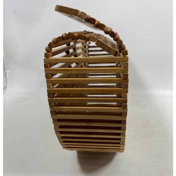 CULT GAIA Gaias Ark Bamboo Purse Clutch Boho Top Handle Crescent Bag - Picture 6 of 14